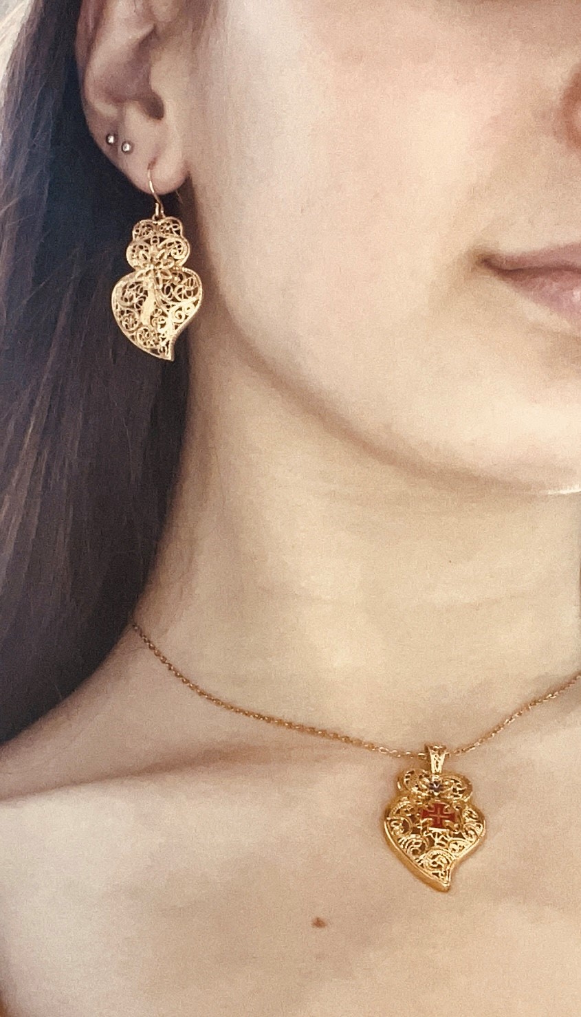 Colar e Brincos em Filigrana de Aço – Viana